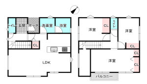 桶川市上日出谷南、新築一戸建ての間取り画像です