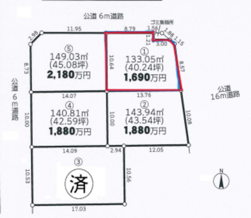 桶川市上日出谷南、土地の間取り画像です