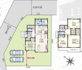 桶川市、新築一戸建ての間取り画像です