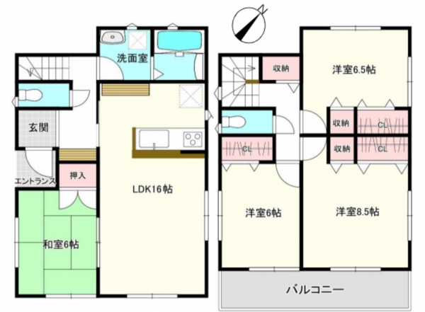 桶川市坂田東、中古一戸建ての間取り画像です