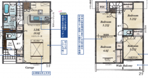 桶川市坂田東、新築一戸建ての間取り画像です