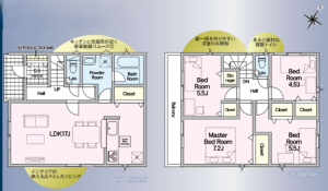 北本市宮内、新築一戸建ての間取り画像です
