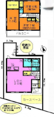 桶川市、中古一戸建ての間取り画像です