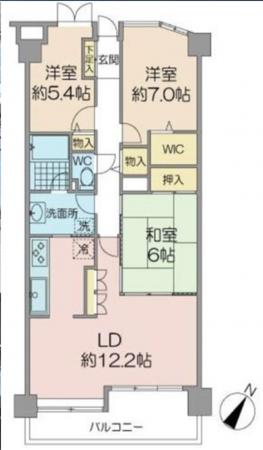 北本市宮内、マンションの間取り画像です