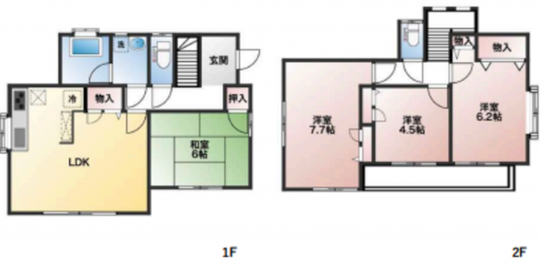 桶川市、中古一戸建ての間取り画像です