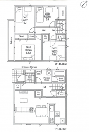 北本市中丸、新築一戸建ての間取り画像です