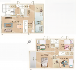桶川市、新築一戸建ての間取り画像です