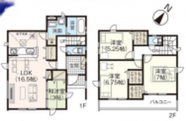 北本市東間、新築一戸建ての間取り画像です