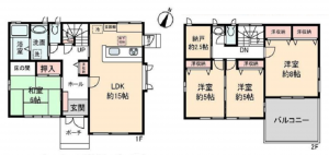 桶川市、中古一戸建ての間取り画像です