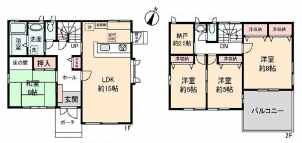 桶川市、中古一戸建ての間取り画像です