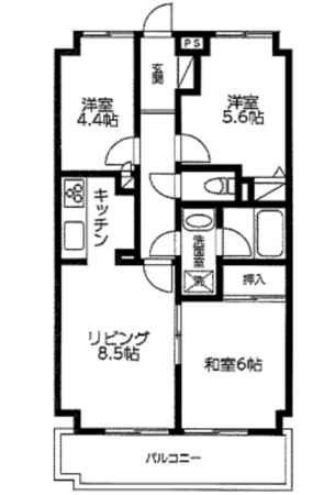 北本市朝日、マンションの間取り画像です