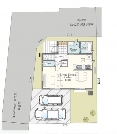北本市中丸、新築一戸建ての間取り画像です