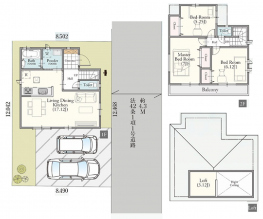北本市中丸、新築一戸建ての間取り画像です