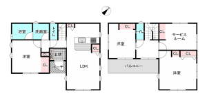 桶川市上日出谷南、新築一戸建ての間取り画像です