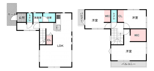 桶川市上日出谷南、新築一戸建ての間取り画像です