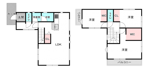 桶川市上日出谷南、新築一戸建ての間取り画像です