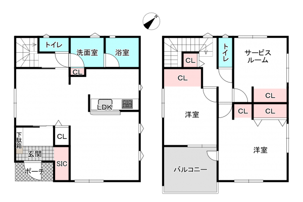 桶川市上日出谷南、新築一戸建ての間取り画像です