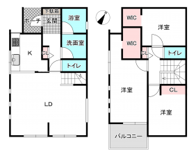 桶川市上日出谷南、新築一戸建ての間取り画像です