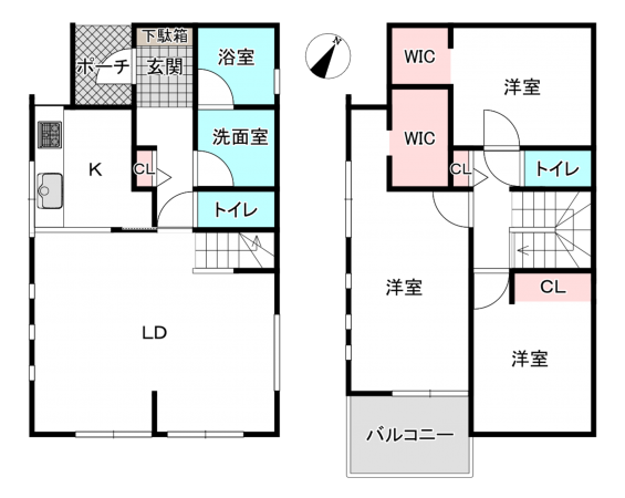 桶川市上日出谷南、新築一戸建ての間取り画像です