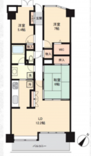 北本市宮内、マンションの間取り画像です