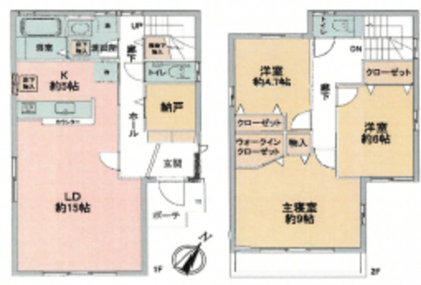 桶川市末広、中古一戸建ての間取り画像です