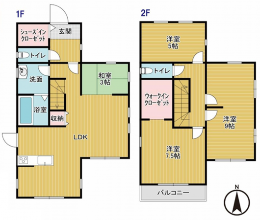 桶川市坂田東、中古一戸建ての間取り画像です