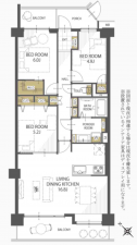 北本市東間、マンションの間取り画像です