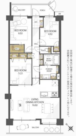 北本市東間、マンションの間取り画像です