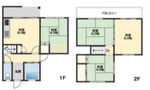 桶川市、中古一戸建ての間取り画像です