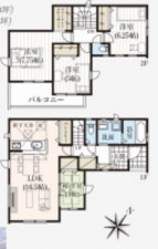 桶川市、新築一戸建ての間取り画像です