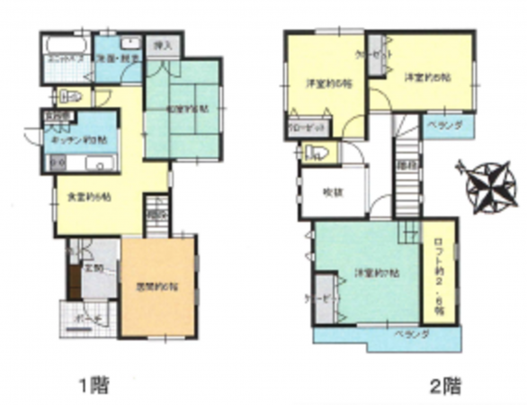 北本市中丸、中古一戸建ての間取り画像です