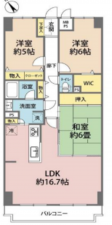 北本市朝日、マンションの間取り画像です