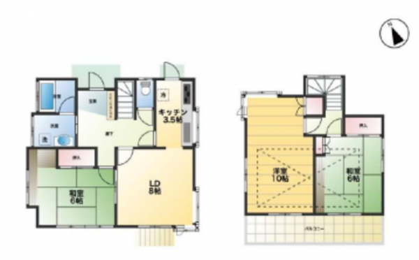 桶川市、中古一戸建ての間取り画像です