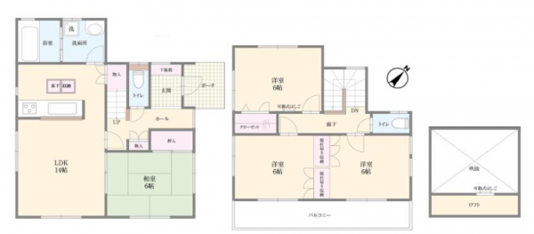 桶川市、中古一戸建ての間取り画像です