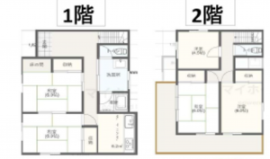 桶川市、中古一戸建ての間取り画像です