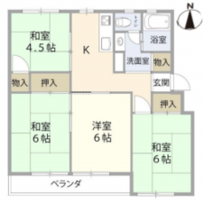 桶川市末広、マンションの間取り画像です