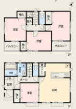 桶川市、中古一戸建ての間取り画像です
