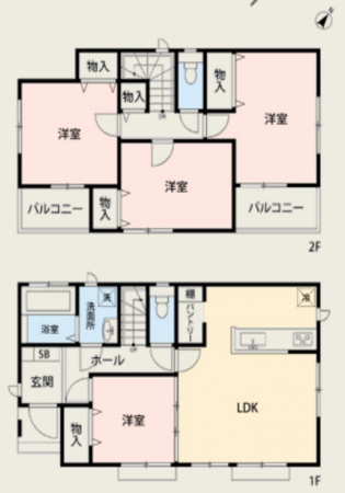 桶川市、中古一戸建ての間取り画像です
