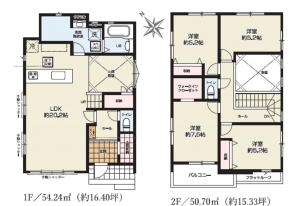 北本市中丸、新築一戸建ての間取り画像です