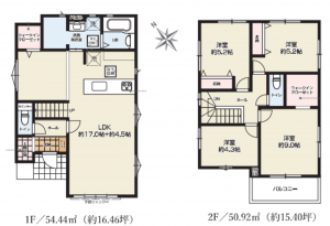 北本市中丸、新築一戸建ての間取り画像です
