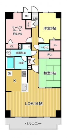 北本市朝日、マンションの間取り画像です