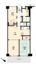 北本市二ツ家、マンションの間取り画像です