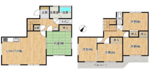 桶川市、中古一戸建ての間取り画像です