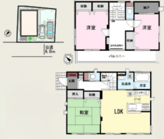 桶川市、中古一戸建ての間取り画像です