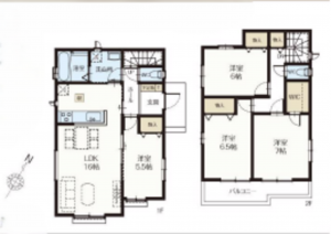 北本市宮内、新築一戸建ての間取り画像です