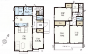 北本市宮内、新築一戸建ての間取り画像です