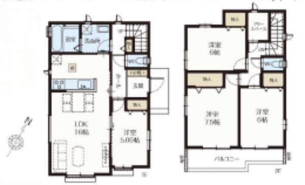 北本市宮内、新築一戸建ての間取り画像です