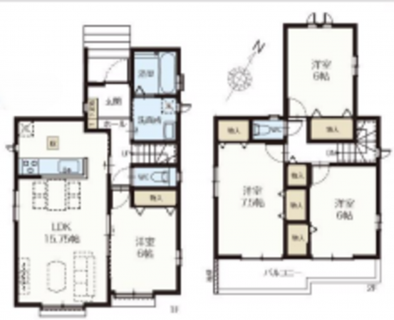 北本市宮内、新築一戸建ての間取り画像です