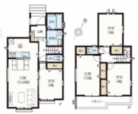 北本市宮内、新築一戸建ての間取り画像です
