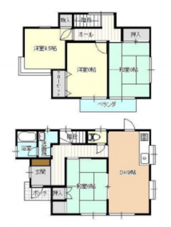 桶川市、中古一戸建ての間取り画像です